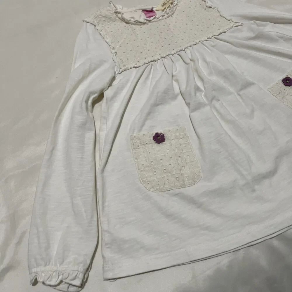 Matilda Jane Ivory Cottagecore Crochet Lace Dress 10 Button Pink Stripe Boho